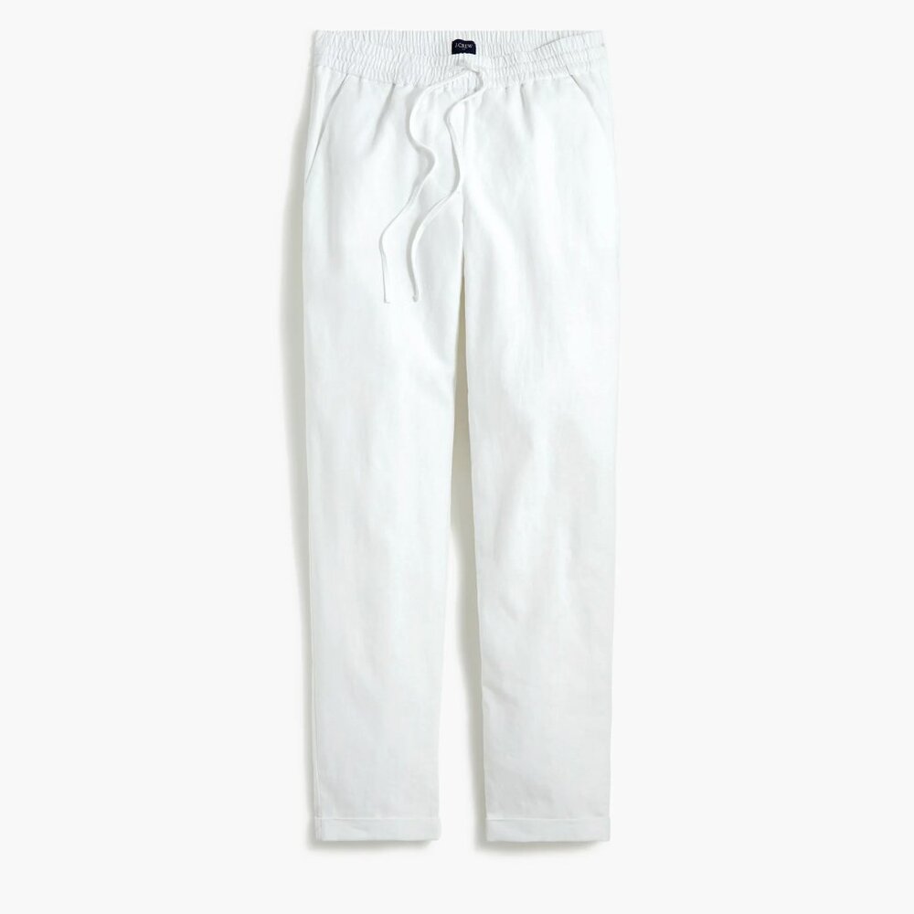 NWT J Crew Linen Cotton Jogger Style Pant White 00